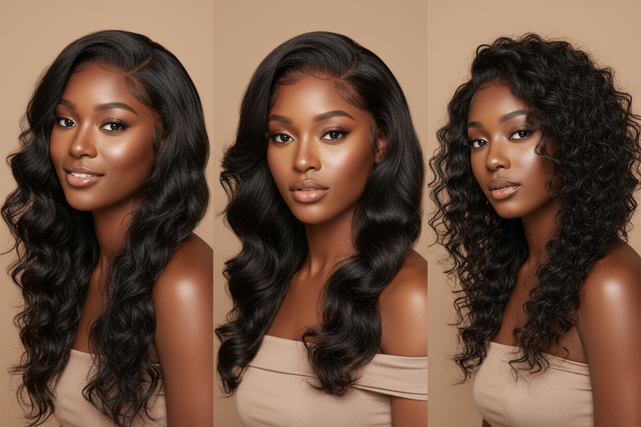 shooting photos pour perruque body wave avec modèles noir